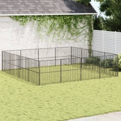 vidaXL Corralito para perros con 16 paneles acero galvanizado negro