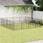 vidaXL Corralito para perros con 16 paneles acero galvanizado negro