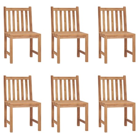 vidaXL Sillas de jardín 6 unidades con cojines madera maciza de teca