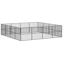 vidaXL Corralito para perros con 16 paneles acero galvanizado negro