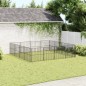 vidaXL Corralito para perros con 16 paneles acero galvanizado negro