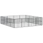 vidaXL Corralito para perros con 16 paneles acero galvanizado negro