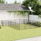 vidaXL Corralito para perros con 20 paneles acero galvanizado negro