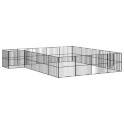 vidaXL Corralito para perros con 20 paneles acero galvanizado negro
