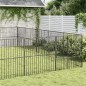 vidaXL Corralito para perros con 20 paneles acero galvanizado negro