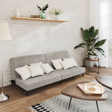 vidaXL Sofá cama de 2 plazas terciopelo gris claro