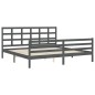 vidaXL Estructura de cama con cabecero madera maciza gris 200x200 cm vidaXL Estructura de cama con cabecero madera maciza gris 200x200 cm