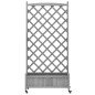 vidaXL Jardinera con enrejado y ruedas madera maciza de abeto gris vidaXL Jardinera con enrejado y ruedas madera maciza de abeto gris