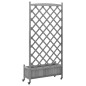 vidaXL Jardinera con enrejado y ruedas madera maciza de abeto gris vidaXL Jardinera con enrejado y ruedas madera maciza de abeto gris