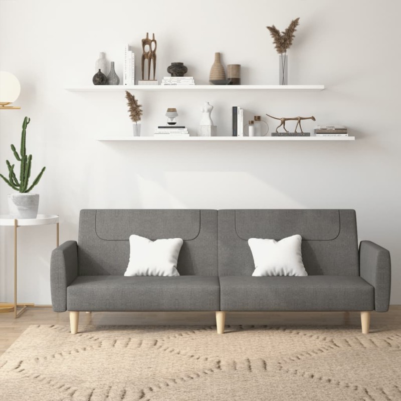 vidaXL Sofá cama de 2 plazas tela gris oscuro vidaXL Sofá cama de 2 plazas tela gris oscuro