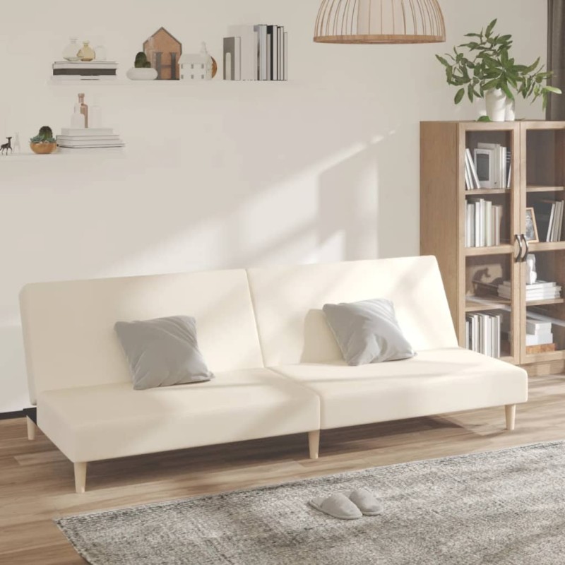 vidaXL Sofá cama de 2 plazas tela color crema vidaXL Sofá cama de 2 plazas tela color crema