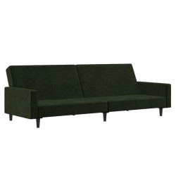 vidaXL Sofá cama de 2 plazas terciopelo verde oscuro