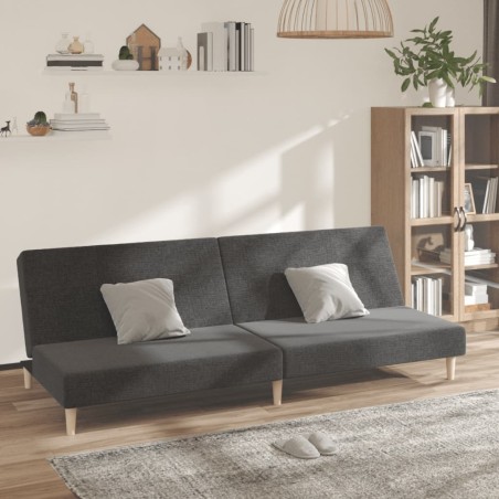 vidaXL Sofá cama de 2 plazas tela gris oscuro