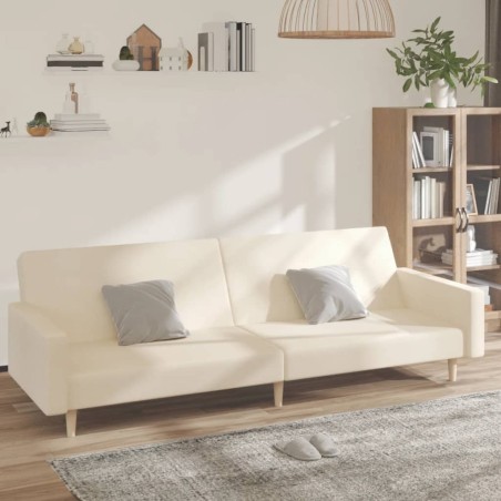 vidaXL Sofá cama de 2 plazas tela color crema