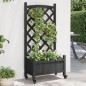 vidaXL Jardinera con enrejado y ruedas madera maciza de abeto negro vidaXL Jardinera con enrejado y ruedas madera maciza de abeto negro
