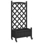 vidaXL Jardinera con enrejado y ruedas madera maciza de abeto negro vidaXL Jardinera con enrejado y ruedas madera maciza de abeto negro