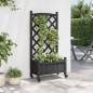 vidaXL Jardinera con enrejado y ruedas madera maciza de abeto negro vidaXL Jardinera con enrejado y ruedas madera maciza de abeto negro