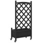 vidaXL Jardinera con enrejado y ruedas madera maciza de abeto negro vidaXL Jardinera con enrejado y ruedas madera maciza de abeto negro