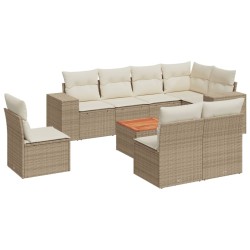 vidaXL Set de sofás de jardín 9 pzas con cojines ratán sintético beige