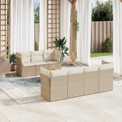 vidaXL Juego de sofás de jardín con cojines beige 8 pzas ratán PE