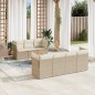 vidaXL Juego de sofás de jardín con cojines beige 8 pzas ratán PE vidaXL Juego de sofás de jardín con cojines beige 8 pzas ratán PE
