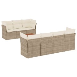 vidaXL Juego de sofás de jardín con cojines beige 8 pzas ratán PE