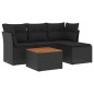 vidaXL Set de muebles de jardín 5 pzas y cojines ratán sintético negro vidaXL Set de muebles de jardín 5 pzas y cojines ratán sintético negro
