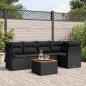vidaXL Set de sofás de jardín 6 piezas y cojines ratán sintético negro vidaXL Set de sofás de jardín 6 piezas y cojines ratán sintético negro