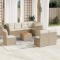 vidaXL Set de sofás de jardín 9 pzas con cojines ratán sintético beige vidaXL Set de sofás de jardín 9 pzas con cojines ratán sintético beige