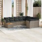 vidaXL Set de sofás de jardín 10 pzas con cojines ratán sintético gris vidaXL Set de sofás de jardín 10 pzas con cojines ratán sintético gris