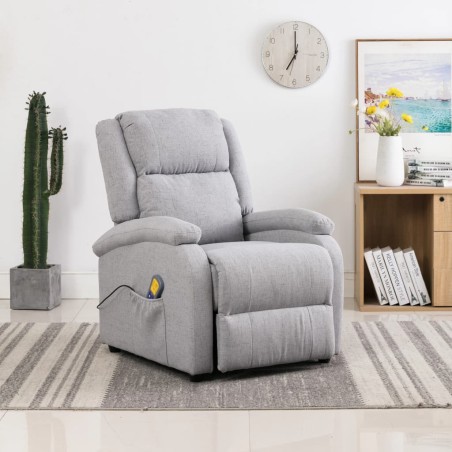 vidaXL Sillón de masaje tela gris claro