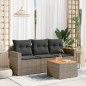 vidaXL Set de sofás de jardín 4 pzas y cojines ratán sintético gris vidaXL Set de sofás de jardín 4 pzas y cojines ratán sintético gris
