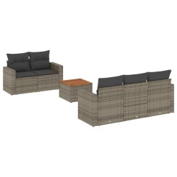 vidaXL Set de muebles de jardín 6 pzas y cojines ratán sintético gris
