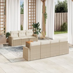 vidaXL Juego de sofás de jardín con cojines beige 8 pzas ratán PE