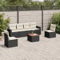 vidaXL Set de comedor de jardín 7 pzas y cojines ratán sintético negro vidaXL Set de comedor de jardín 7 pzas y cojines ratán sintético negro