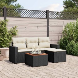 vidaXL Set de muebles de jardín 5 pzas y cojines ratán sintético negro