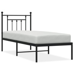 vidaXL Estructura de cama con cabecero metal negro 75x190 cm