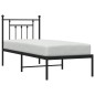 vidaXL Estructura de cama con cabecero metal negro 75x190 cm