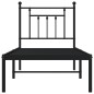 vidaXL Estructura de cama con cabecero metal negro 75x190 cm