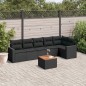 vidaXL Set de comedor de jardín 7 pzas y cojines ratán sintético negro vidaXL Set de comedor de jardín 7 pzas y cojines ratán sintético negro