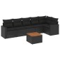 vidaXL Set de comedor de jardín 7 pzas y cojines ratán sintético negro vidaXL Set de comedor de jardín 7 pzas y cojines ratán sintético negro