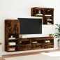 vidaXL Muebles TV pared con LED 6 pzas madera ingeniería roble ahumado