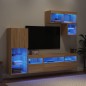 vidaXL Muebles TV pared con LED 6 pzas madera ingeniería roble Sonoma