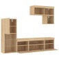 vidaXL Muebles TV pared con LED 6 pzas madera ingeniería roble Sonoma