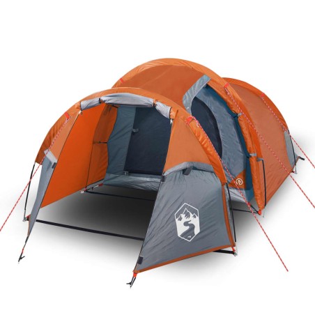 vidaXL Tienda de campaña 4 personas tafetán 185T gris y naranja