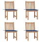 vidaXL Sillas de jardín 4 unidades madera maciza de teca con cojines vidaXL Sillas de jardín 4 unidades madera maciza de teca con cojines