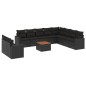 vidaXL Set de sofás de jardín 11 pzas y cojines ratán sintético negro vidaXL Set de sofás de jardín 11 pzas y cojines ratán sintético negro