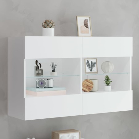 vidaXL Mueble de TV de pared con luces LED blanco 98,5x30x60,5 cm