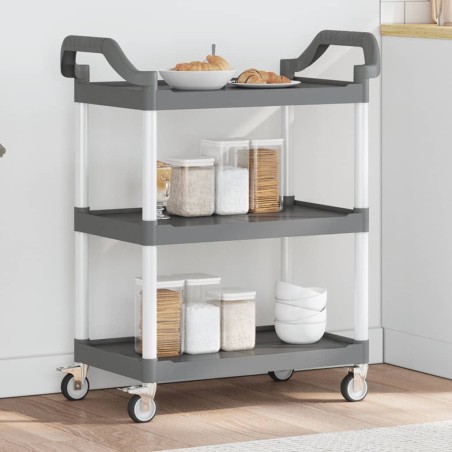 vidaXL Carrito de 3 niveles aluminio gris 81x41x92 cm