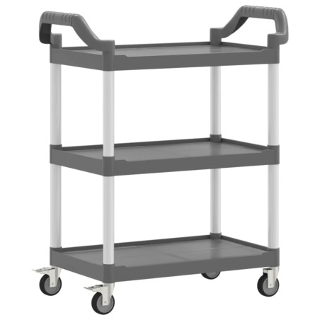 vidaXL Carrito de 3 niveles aluminio gris 81x41x92 cm